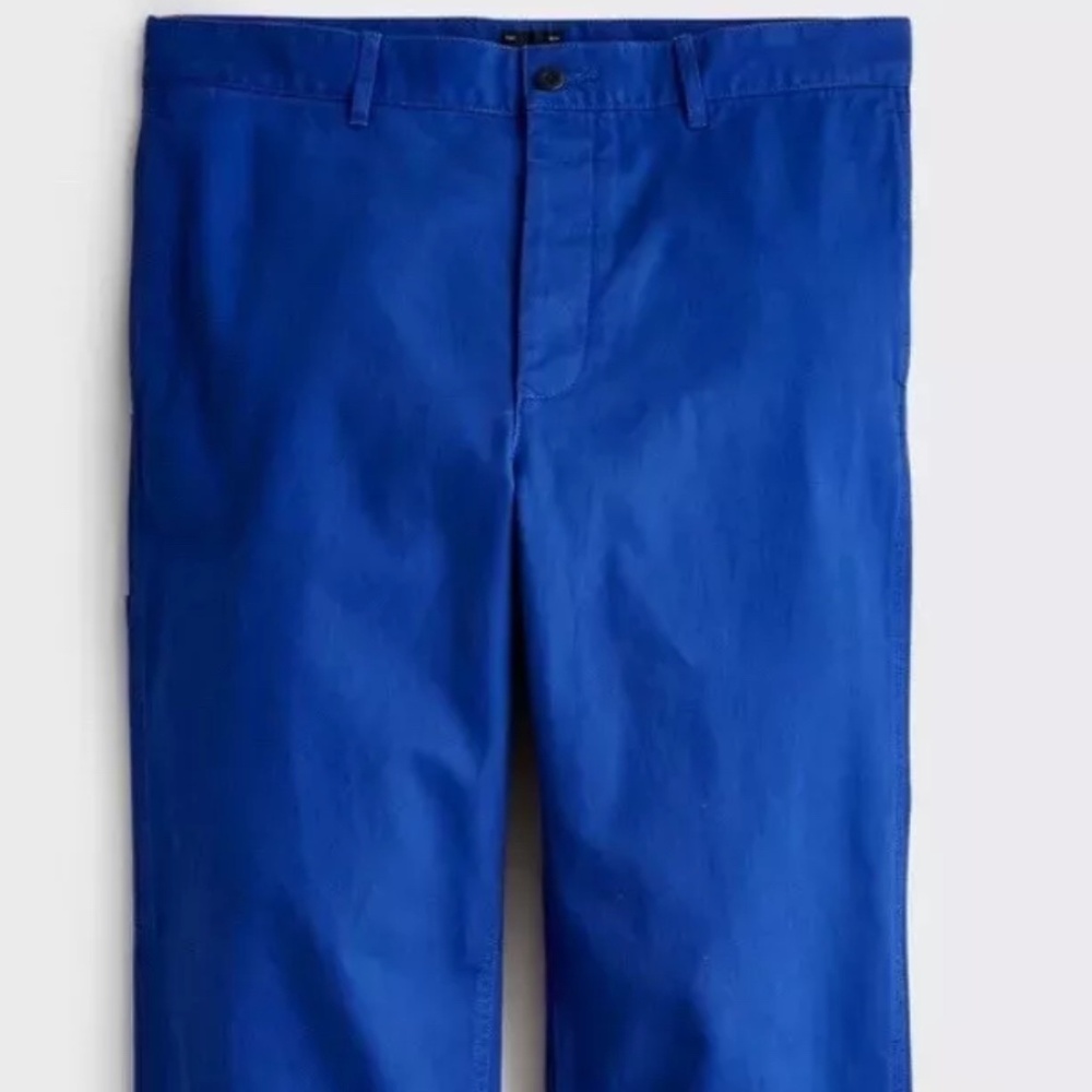 J. Crew Mens Utility Worker Pants 35 x 32 NWT Regal Blue Cotton Hemp Relaxed Fit